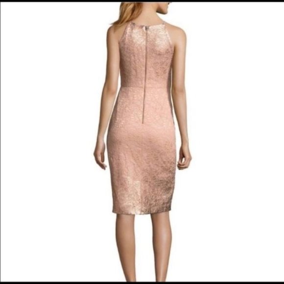 NWT Adrianna Papell rose gold sleeveless midi lace sheath dress size 6 - Picture 2 of 8